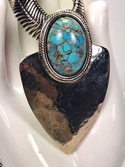 Modern 1980s Faux Turquoise Statement Necklace