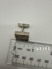 Sterling Silver Rectangle Bullet Back Vintage Cufflinks for Men