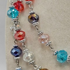 VINTAGE Premier Designs Jubilee Multicolor Faceted Bead 58″ Strand Necklace