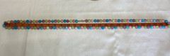 VINTAGE Pastel Marbled Lucite Bead Statement Necklace Gold Tone Spring Ring 26in