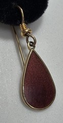 Laurel Burch Burgundy Enamel Teardrop Dangle Pierced Gold Tone Earrings Vintage