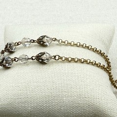 Vintage Catherine Popesco Crystal Bead Drop Necklace Antiqued Gold Tone 18″