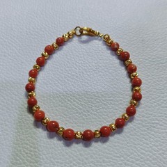 Vintage Natural Italy Coral Round Beads Bracelet Coral Gemstone Handmade Jewelry