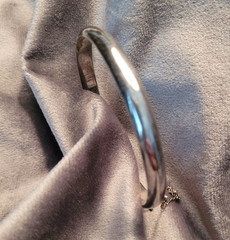 Vintage 925 FAS Sterling Silver Smooth Hinged Cuff Bangle Bracelet 7 Inch