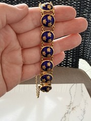 Vintage Sporrong Stockholm Swedish Heritage Crown Royal Blue Enamel Bracelet