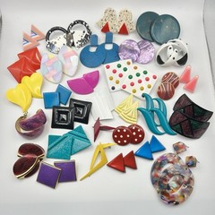 Vintage 80s 90s Colorful Earrings Lot 30 Pairs Pierced