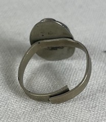 Vintage Silver Tone Amber Scroll work Adjustable ring
