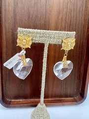 Vtg Gold RO-DO Earrings Crystal Hearts Rhinestones 90s $110 Saks Inventory KN
