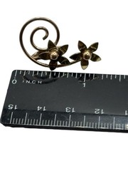 VTG Sterling Silver 925 Floral Ear Climber Swirl Earrings Gold Plated Clip On