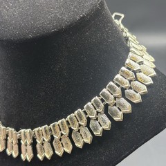 VTG Coro Geometric Cleopatra Silvertone Necklace Adjustable 14-16.5”