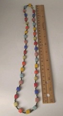 Vintage 1960″s Square Art Glass Beads Bohemian Necklace Multi Color Strand