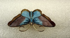 Vintage Hroar Prydz NORWAY Sterling Silver Enamel Butterfly Brooch Pin