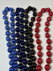 Beaded Necklaces Satin & Silk Vintage – Lot of 4 Red Black Dark Blue Light Blue