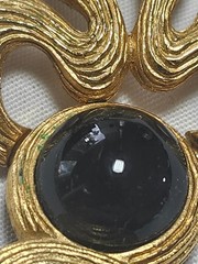 VINTAGE GIVENCHY CHUNKY TEXTURED COLLAR NECKLACE WITH BLACK CABOCHONS