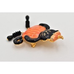 Vintage Black Cat Costume Pumpkin Pin Brooch Halloween Orange Enamel 1980s BinAL