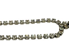 Vintage Rhinestone Choker Necklace Mid Century Sparkling Gemstones 12in Tassel