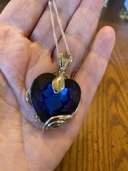 Blue Heart of the Ocean Titanic Necklace 925 Chain Stunning 12in Chain Valentine