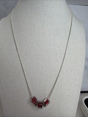 VINTAGE 925 STERLING SILVER SLIDING GLASS BEADS ITALY NECKLACE 18”