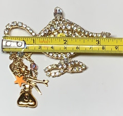 Kirks Folly MAKE A WISH MAGIC LAMP Brooch Rhinestone Charms Gold Tone 3.25″