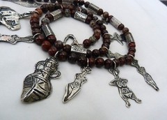 27.75″ SOUTHWEST STERLING SILVER BRUSTALIST NUDES BASKET JASPER BEADS NECKLACE