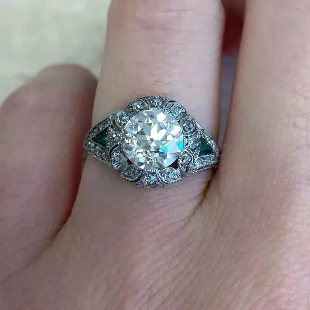 2.30Ct Art Deco Style Lab Created Diamond Anniversary 14K White Gold Finish Ring