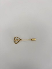 Vintage Gold Tone Heart Stick Pink With Purple Rhinestone