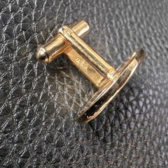 Vintage Hickok Monogram Initial P Gold Silver Tone Bullet Back Cufflinks Oval