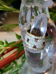 Vintage Silver &Rose Vermeil Wide Pave Band Ring SIZE 5