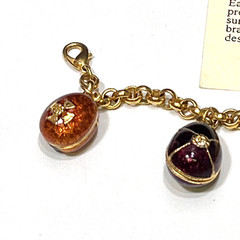 Faberge 5 Egg Bracelet The Museum Company Gold Plated Pewter Jewel Tones