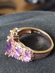 BBJ 925 Silver gold plated purple amethyst stones woman’s size 8