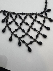 1928 Jewelry Black Beaded Bib Statement Necklace Gothic Victorian NWT 16″ Adj