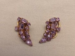 Kramer of NY Vintage Alexandrite Rhinestone Bracelet & Earrings MINT condition