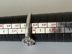 Vintage Sterling Silver CZ925 Girls Clear Rhinestone Vietnam Ring Size 7.5