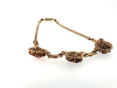 Vintage Barclay Purple Rhinestone Necklace – Gold Tone Cluster Statement Jewelry