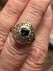 Lovely Art Deco 10-14 K White Gold Blue tourmaline/indicoliteRing Size 9