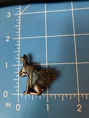 Vintage Southwestern Rabbit Brooch Stylized Winged Jackrabbit Turquoise Inlay