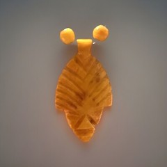 Yellow Mexican Onyx Necklace With Tribal Facial Pendant 30″ Total Length Vintage