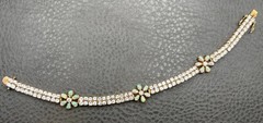 VTG Vermeil Sterling Silver 925 Opal & CZ Tennis Flower Boho Bracelet Floral 8”
