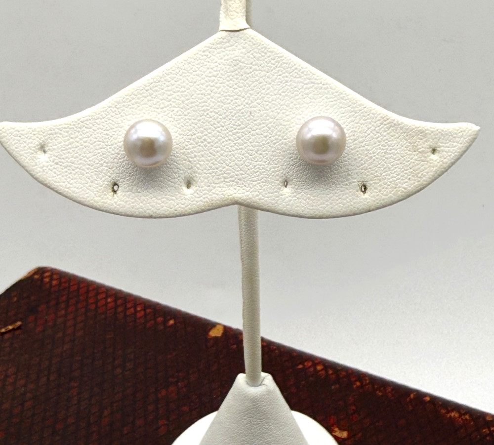 IPS 8.5MM White Cultured Pearl Stud Button Earrings Sterling Silver 925 Posts