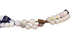 VTG Art Deco Opaline And Cobalt Blue Glass Bead Necklace 56 In