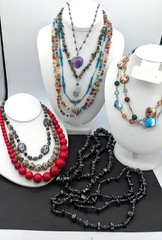 Gemstone Necklace Lot 10 Pc Chunky Beaded Statement Multi Strand Bundle