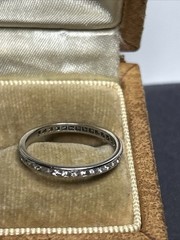 Art Deco Platinum Single Cut Diamond Eternity Wedding Band Ring