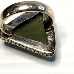 Vintage Prehnite Trillion Triangle Ring 925 Sterling Silver Sz 10 Heavy 11g