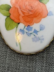 Hallmark Floral Oval Brooch 2.25 In As Is Pendant Orange Green Blue Vintage Boho