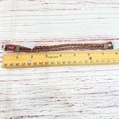 Vintage Abercrombie & Fitch A&F Logo Braided Brown Leather Button Y2K Bracelet
