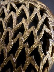 Vintage Textured Gold Tone Openwork Heart Pendant Necklace 1970s Boho Filigree