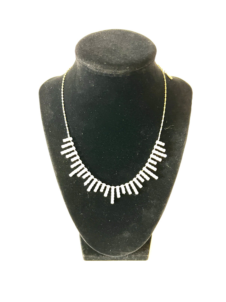 Icing Beautiful Vintage Silver Tone Clear Rhinestone Bib Choker Necklace 18″