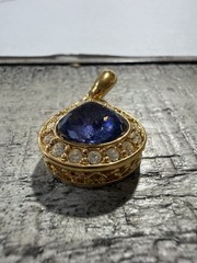 Vintage NOLAN MILLER Gold-Tone Tanzanite Color Pendant #3318