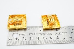 Vintage Clip On Earrings Gold Silver Tone Square