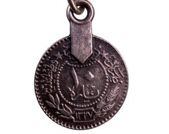 Antique Silver-Tone Islamic Coin Metal Bib Necklace Statement Jewelry